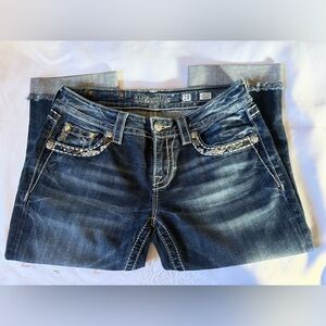 Miss Me signature cropped jeans in a size 28 are truly eye-catching.
